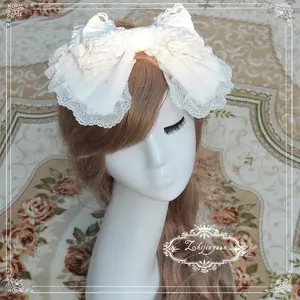 Nuovo di Corrispondenza di Stile di Lolita Grande Arco Clip Del Partito Del Costume di Cosplay Lolita Della Fascia Headwear Hairband