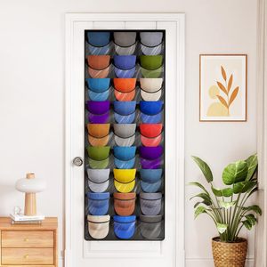 Over The Door <b>Hat</b> Organizer 27 Pockets Clear Deep Storage Hanging Rack For Baseball Caps Behind Door Wall Mount - Product Image 6