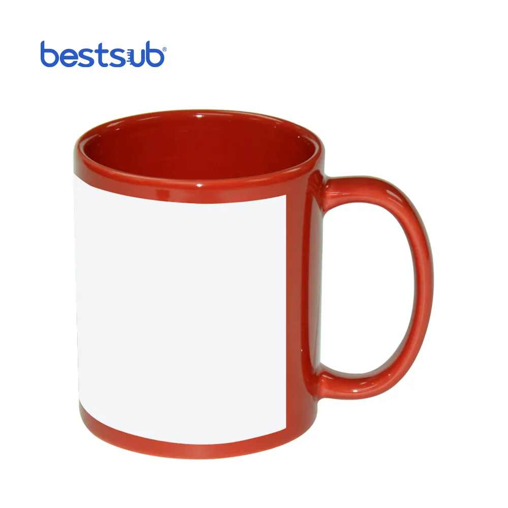 Bestsub Wholesale Custom White Patch Red Butterfly Shaped 11oz Ceramic Full Color Coffee Mug Sublimation Mugs For Sale