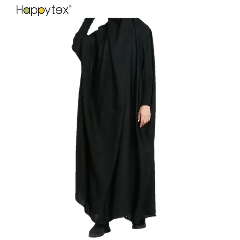 Dubai Turkey Comfortable Solid Color Long Sleeve Muslim Dress Robe Women Dress Polyester Abaya 2024 For Adults Child