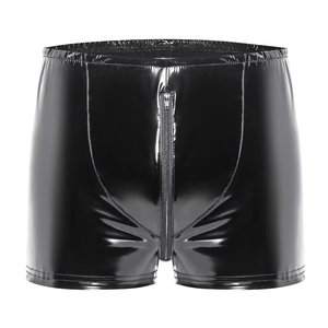 Slip sexy da uomo con cerniera, in PVC effetto pelle, con apertura posteriore, <span class=keywords><strong>neri</strong></span>, effetto bagnato, per performance maschili - Product Image 3