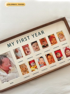 Cadre photo en bois massif pour bébé, coins arrondis, collage de photos mensuelles, souvenir de nouveau-né, cadeau direct usine - Product Image 3