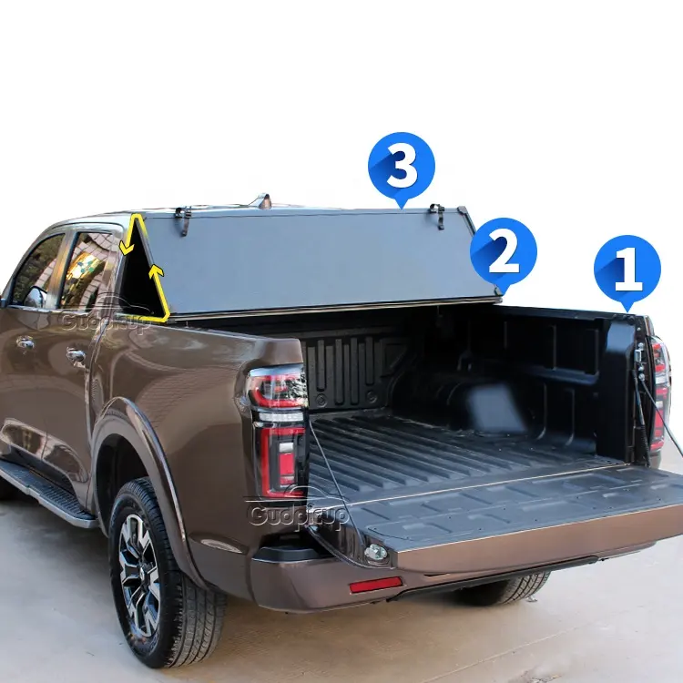 Pickup Ford Ranger copertura del letto del camion in lega di alluminio duro tri fold tonneau per grande parete poer winle 6