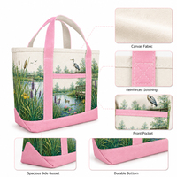 Tas Tote Kanvas Besar Ramah Lingkungan dari Katun untuk Belanja di Pantai, Dicetak Logo Kustom untuk Anak Perempuan