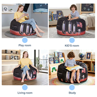 Pouf imprimé espace pour enfants avec poche et housse amovible, siège et rangement 2-en-1