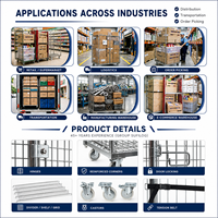 Conteneur à roulettes en fil métallique TER de haute qualité, européen, à 4 côtés, capacité 500 kg, pour entrepôt mobile et logistique, pour le stockage sécurisé des marchandises