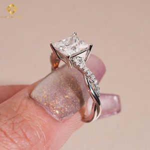 Wholesale 2CT VVS Princess Cut Moissanite Gold Plated Invisible Setting GRA Certified 925 Sterling Silver Rings - Product Image 6