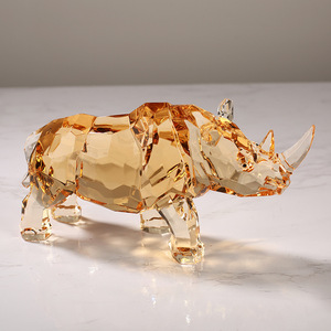 Ornement géométrique en acrylique en forme de rhinocéros, décor lumineux pour la maison et le bureau, décoration d'étagère, cadeau de déménagement - Product Image 2