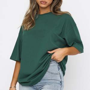 Camiseta de verano lisa de algodón puro con estampado de logotipo personalizado, camiseta de manga corta con hombros caídos para mujer, camiseta de gran tamaño - Product Image 1