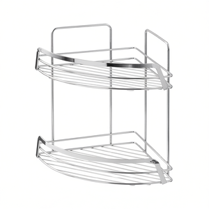Étagère d'angle 2 niveaux chromée polie pour salle de bain - Product Image 3