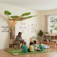 Meubles de garderie pour enfants, bibliothèque Montessori en forme d'arbre, étagère pour maternelle, fournitures pour bibliothèque préscolaire, coin lecture pour crèche