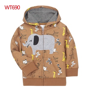Nouveau Offre Spéciale nouveau-né Veste Zippée À Capuche Manches longues dessin animé Impression garçon fille vêtements coton bébé <span class=keywords><strong>manteau</strong></span> - Product Image 3