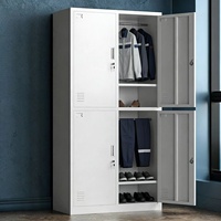 Armoires de rangement en acier modernes à 4 portes avec serrures et poignées, grande capacité pour hôtel, école, hôpital