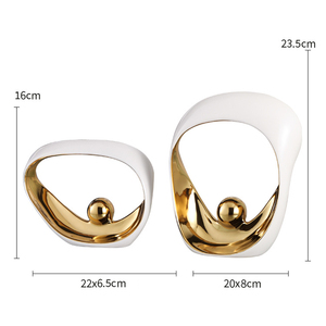 Decoração de Mesa em Cerâmica de Forma Oval Minimalista Luxuosa, Ornamento de Arte Personalizável para Decoração de Interiores, Fornecimento de Fábrica - Product Image 2