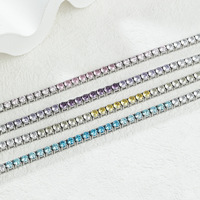 Fashion 3mm gelang rantai tenis semanggi hitam 925 gelang tenis emas mawar putih logo wanita Aaa Cz gelang tenis perak berlapis tembaga
