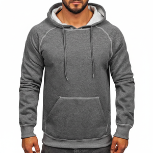 Mens Long Sleeve Gray <b>Hoodie</b> <b>Burgundy</b> Stitches Logo Sweatshirt - Product Image 1