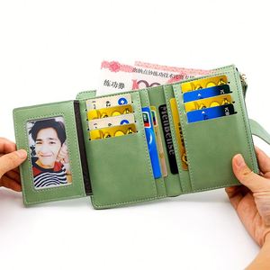 กระเป๋าสตางค์ซิปสั้นสำหรับผู้หญิงรุ่นใหม่ พร้อมช่องใส่บัตรหลายช่อง กระเป๋าหนัง PU ทันสมัยสำหรับใช้ในชีวิตประจำวันและเป็นของขวัญส่งเสริมการขาย - Product Image 4