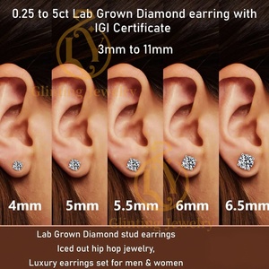 <span class=keywords><strong>Pendientes</strong></span> de Oro Sólido de 10k, 14k y 18k con Diamantes de Laboratorio CVD HPHT de Forma Redonda de 1ct, 1.5ct y 2ct - Product Image 2