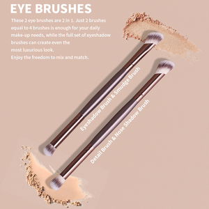 Juego de 5 Brochas de Maquillaje de Doble Punta con Mango Metálico, Pelo Sintético Premium para Difuminar, Base, Contorno, Corrector y Polvo - Product Image 5