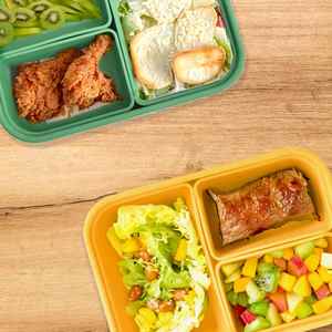 Silicone Reusable Food Meal Prep Storage Container 3 <b>Compartment</b> Fruit Silicone Preservation Kids <b>Lunch</b> <b>Box</b> Food Storage Silicon - Product Image 4