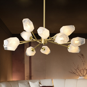 Lámpara de Araña LED Molecular de Cristal y Cobre de Alta Gama, Diseño Creativo y Personalizado para Dormitorios y Salas de Estar - Product Image 4