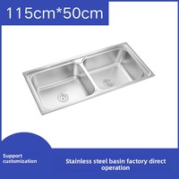 NEXGRAND NG8844T Évier double 88x44cm en acier inoxydable SUS201 finition satinée épaisseur 0,4-0,9mm pour cuisine domestique et commerciale