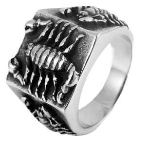 yunnique Men's <b>Titanium</b> Steel Scorpion <b>Ring</b> Insect Design Geometric Shape Gift Jewelry Full Size 2 - Product Image 5
