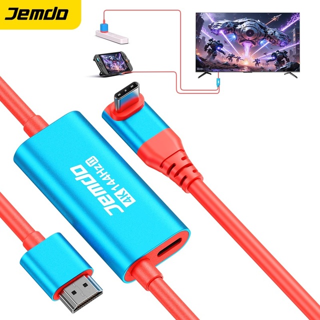 Jemdo L-shaped Port Projection Cable for for OLED 1/2 Portable 2m HDR Angled USB-C TPU 4K HD Multimedia