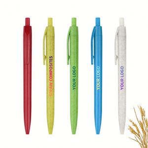 Environmentally Friendly Wheat Straw Material <b>Ballpoint</b> <b>Pens</b> with Custom Logo Multi Color Writing <b>Pen</b> - Product Image 1