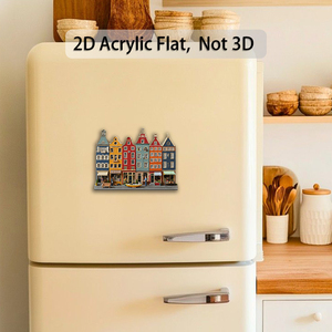 Imán Decorativo Estilo Holandés - Casa Holandesa con Techo Inclinado, <span class=keywords><strong>Rojo</strong></span>, Naranja, Amarillo, Verde, Marrón - Adhesivo Fuerte, Apto para Diversas Superficies - Product Image 2