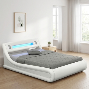 Cadre de lit ottoman king size Willsoon en cuir PU souple avec éclairage LED pour <span class=keywords><strong>chambre</strong></span> à coucher - Product Image 5