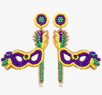 Nouveauté perle de rocaille colorée yeux tissés boucles d'oreilles fait à la main mardi gras masque de perles de rocaille personnalisé
