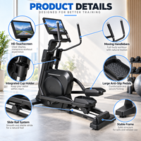 K-FIT GSK3 Cross-trainer Inclinable Commercial avec Écran Tactile Intelligent, Application Bluetooth, Capacité 180 kg, Pas de 21 Pouces, pour Salle de Sport à Domicile