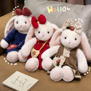 Plushies nhà sản xuất Hot Bán Thú nhồi bông đồ chơi lông thỏ tóc Bow ăn mặc đáng yêu dễ thương sang trọng thỏ búp bê cho cô gái Quà Tặng - Product Image 5