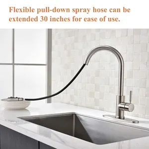 Kitchen Faucet Kitchen Pull Down Faucet Aquacubic CUPC 304 Stainless Steel Brushed Nickel Magnetic Docking Pull Down Sprayer Kitchen Faucet