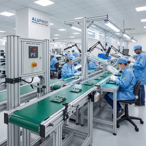 Système de convoyeur à bande en PVC avec profilés en aluminium standard pour la ligne d'assemblage industrielle, outils et matériel - Product Image 3