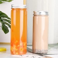 PET transparente 350ml/400ml/450mL/500ml taza de té con leche y jugo/botella de café frío con logotipo personalizado