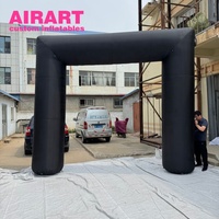 Arche noire gonflable simple Arche de sport gonflable Entrée d'événement en plein air Ajouter un logo et une lumière LED
