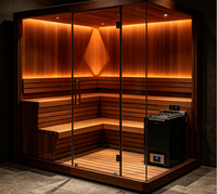 Cabine de sauna extérieure en cèdre rouge canadien avec panneau de commande informatique moderne, pour 6 personnes, avec chauffage à la vapeur.