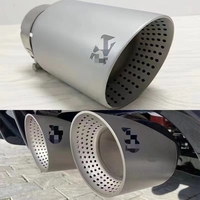 Punta de escape de acero inoxidable 304 de 3.5 pulgadas, acabado negro mate con malla, estilo AK, para modificación de silenciador de coche