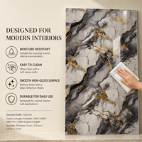 Panneau mural décoratif en PVC brillant MORLENX gris, blanc, or, agate, marbre UV pour l'intérieur des villas et des hôtels