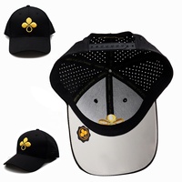 Gorras deportivas para hombre con logotipo personalizado y bordado para golf, Parche de PVC de goma, poliéster, perforación láser, ajuste seco