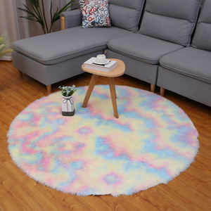Alfombra Redonda Shengxi con Diseño Tie Dye, Moderna, Lavable, para Sala de Estar o Dormitorio, con Patrón Abstracto, de Pelo Largo y Terciopelo - Product Image 1