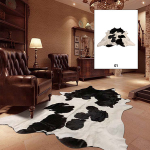 Alfombra de cuero vacuno natural hecha a mano con patrón irregular, alfombra de cuero genuino con patchwork para sala de estar, tapete para mesa de café, hecha a medida. - Product Image 6