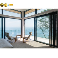 Pintu Geser Kaca Interior Modern 8-12 kaki dengan Profil Aluminium, Layar Fiberglass, Permukaan Kaca Tempered