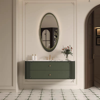 Meuble de salle de bain moderne avec miroir intelligent, vasque en pierre frittée, drain en laiton, LED anti-buée, résistant à l'eau, facile à nettoyer, personnalisable