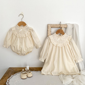 Baby Girl Romper Set With Lace Sweater - Fall Winter Newborn Outfit With Headband