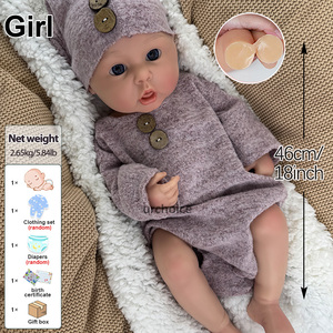 18 "búp bê tái sinh bé mềm Silicone đầy đủ cơ thể sơ sinh thực tế Da cô gái thực sự Kit như quà tặng - Product Image 6