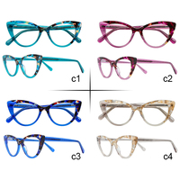 Monturas Ópticas de Acetato de Diseño de Marcas Famosas, Monturas de Gafas de Ojo de Gato, Lunettes De Luxe, Monturas de Gafas de Acetato para Mujer