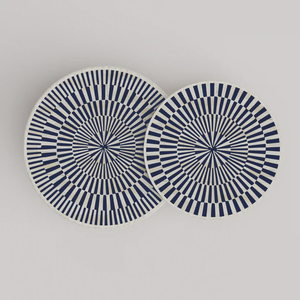 Luxury Bone Inlay Nesting Coffee <b>Table</b> Set of 2 with Black <b>White</b> Geometric Pattern Decorative Living Room Furniture - Product Image 6